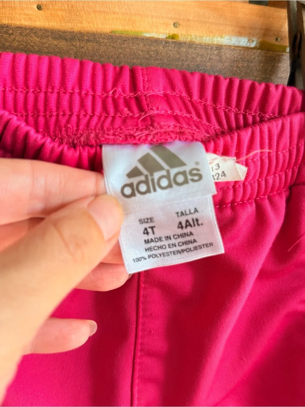 adidas Kids Bright Pink Lined Joggers with Orange Side Stripes
